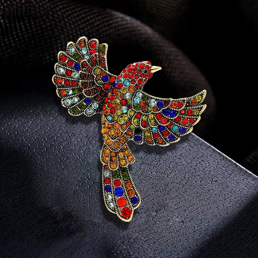 Large Colorful Retro Bird Brooch Vintage Inspired NWT